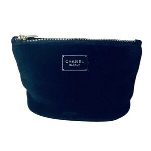 🐳 CHANEL Black Cosmetic Pouch with Gold Accents